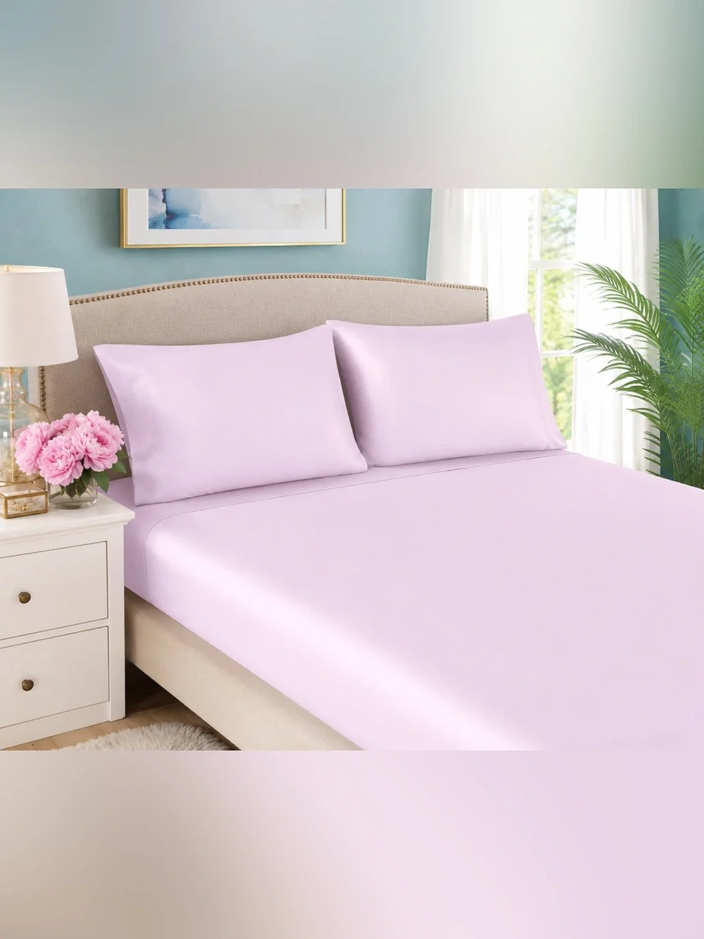 Northern Nights 400TC Pima Cotton Sheet Set True Grip Soft Lilac New QVC